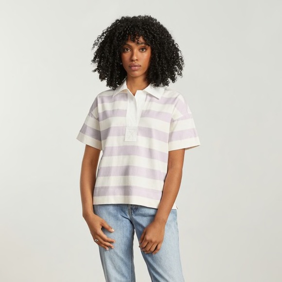 NWOT Everlane The Retro Jersey Polo. Size XS. Pale Orchid/Canvas. - Picture 2 of 9